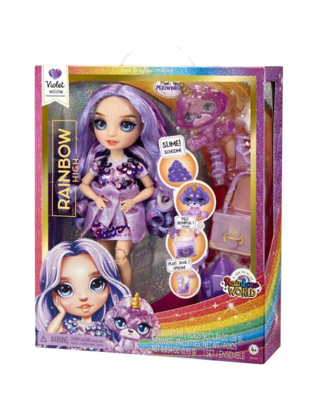 Muñeca de Moda Rainbow High Violeta 28 cm con Slime y Mascota Muñeca de Moda Rainbow High Violeta 28 cm con Slime y Mascota
