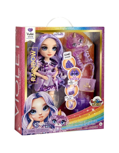 Muñeca de Moda Rainbow High Violeta 28 cm con Slime y Mascota