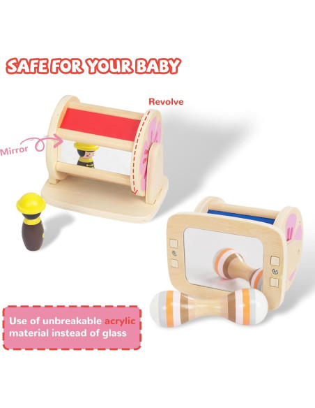 Tambor Giratorio Montessori WOODENFUN para Bebés 0-12 Meses Tambor Giratorio Montessori WOODENFUN para Bebés 0-12 Meses