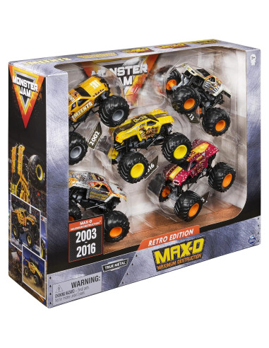 Paquete de 5 Camiones Monstruo Max-D 1:64 Spin Master