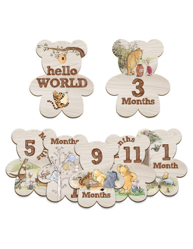 7 Marcadores Mensuales de Hitos para Bebés Winnie Pooh