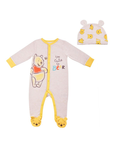 Conjunto Mono Manga Larga y Sombrero Bebé Disney Winnie Pooh