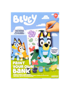 Banco de Cerdo Pintable Bluey con 12 Pinturas y Stickers