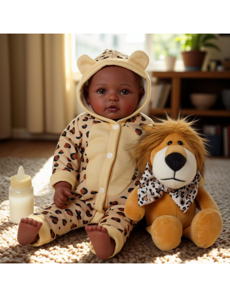 Muñeca Negra Realista BABESIDE 43 cm Hecha a Mano con Ropa Muñeca Negra Realista BABESIDE 43 cm Hecha a Mano con Ropa