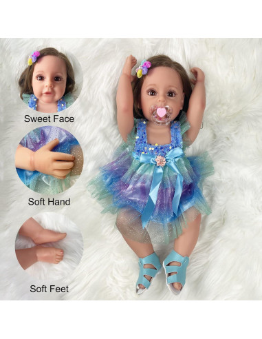 Muñeca Reborn Katty 22" Realista de Silicona para Niños