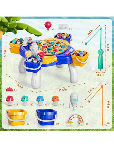 Juego de Pesca Magnético WATUDOU 70 Piezas para Niños 3-10 Años