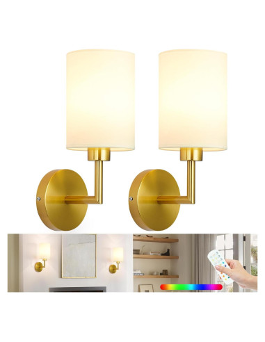 Juego de 2 Apliques de Pared Inalámbricos Woderdeng - Regulables 12 Colores