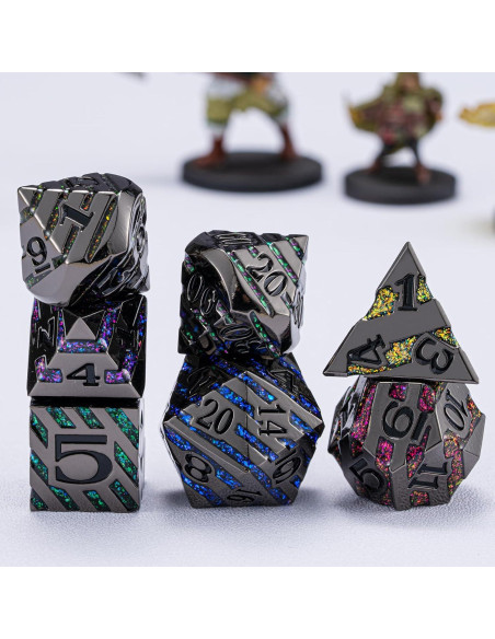 Set de 7 Dados Poliedricos Metálicos D&D Maywin - Niquel Negro Set de 7 Dados Poliedricos Metálicos D&D Maywin - Niquel Negro