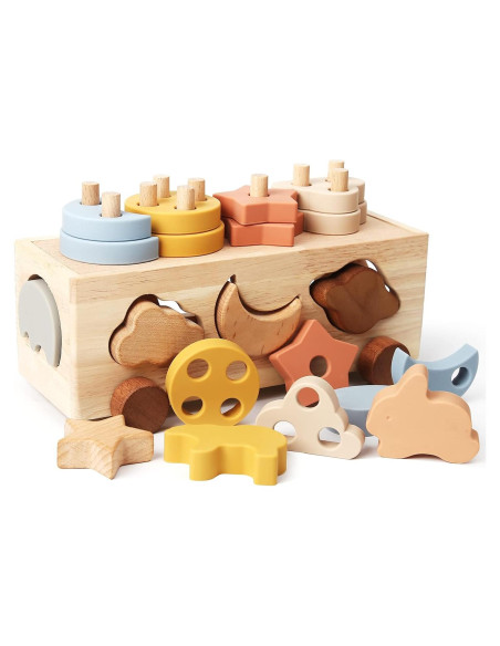 Clasificador de Formas de Madera Samonyed para Niños 1-3 Años Clasificador de Formas de Madera Samonyed para Niños 1-3 Años