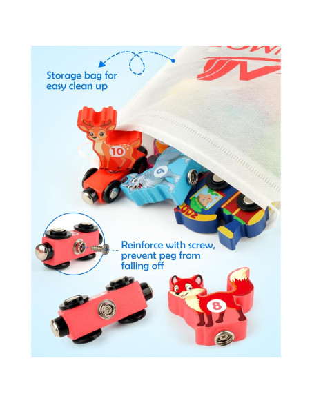 Juego de tren de madera Vanmor para niños 3-5 años Juego de tren de madera Vanmor para niños 3-5 años