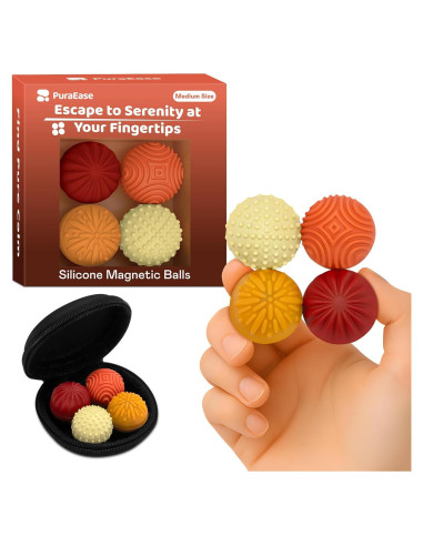 Bolas Sensoriales Magnéticas PuraEase - 4PC Medianas para Alivio del Estrés