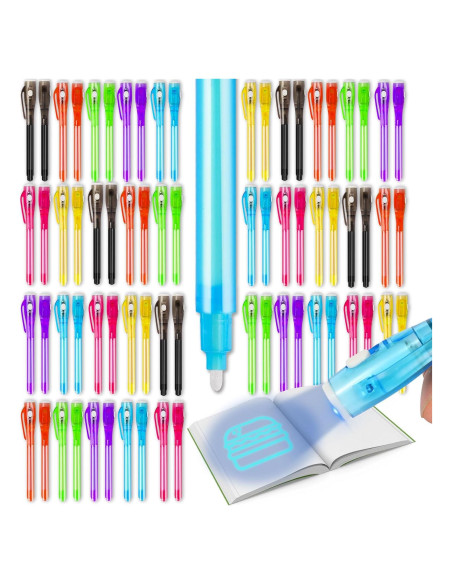 70 Bolígrafos de Tinta Invisible UV Daemson - 7 Colores 70 Bolígrafos de Tinta Invisible UV Daemson - 7 Colores