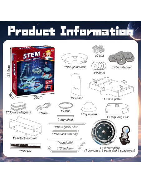 Kit de Ciencia Magnética 12 en 1 HatchHaven para Niños 8+ Kit de Ciencia Magnética 12 en 1 HatchHaven para Niños 8+
