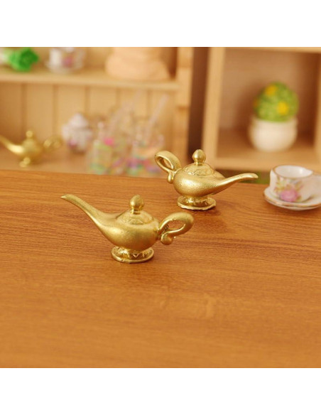 Lámpara de Genio Aladino Miniatura 1/12 Dorada Decorativa Lámpara de Genio Aladino Miniatura 1/12 Dorada Decorativa