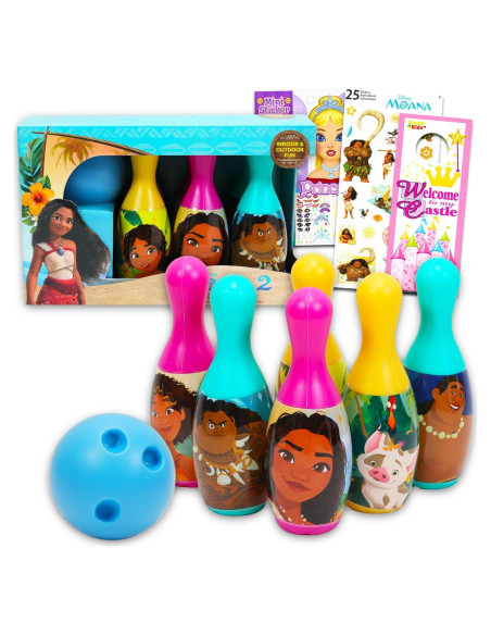 Conjunto de Boliche Moana Disney con 6 Boles y Calcomanías Conjunto de Boliche Moana Disney con 6 Boles y Calcomanías
