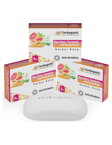 Jabón Natural Herboganic Aloe Vera y Cúrcuma - 3 Barras 141g