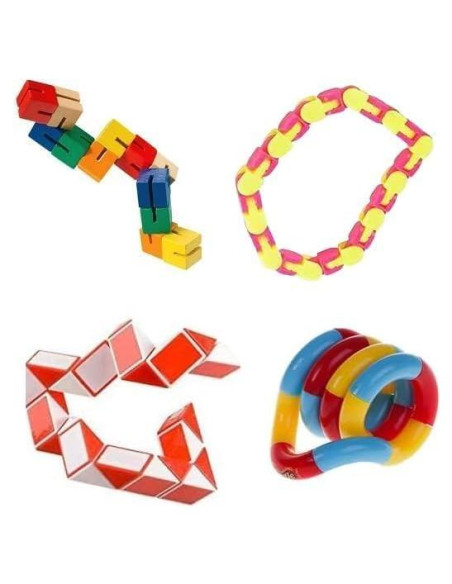 Juguete Antiestrés Tangle Jr. Original - Paquete de 4 Unidades Juguete Antiestrés Tangle Jr. Original - Paquete de 4 Unidades