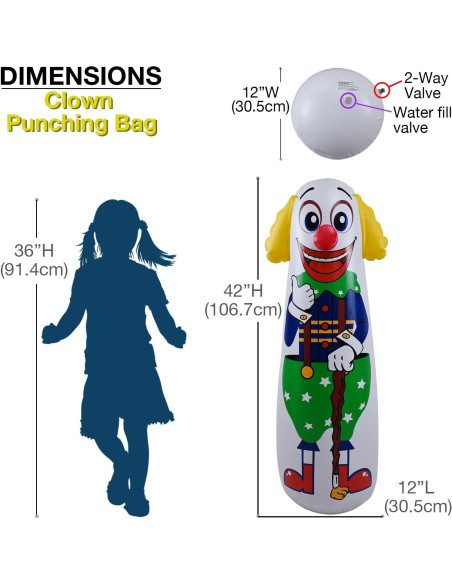 Saco de Boxeo Inflable Payaso Jet Creations 107 cm con Sonido Saco de Boxeo Inflable Payaso Jet Creations 107 cm con Sonido