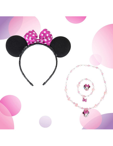 Orejas de Minnie Mouse Disney Junior + Set Joyería 4 Piezas