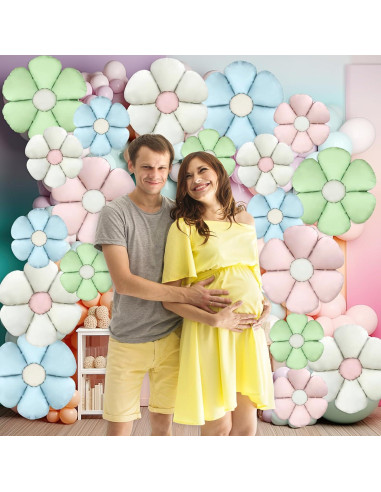 16 Globos de Aluminio Margarita Coloridos para Fiesta