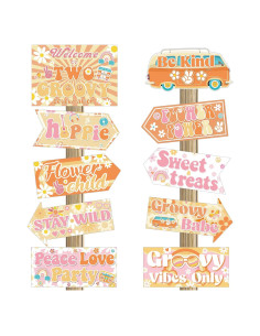 20 Piezas Decoraciones de Fiesta Hippie Jecery 60's Multicolor