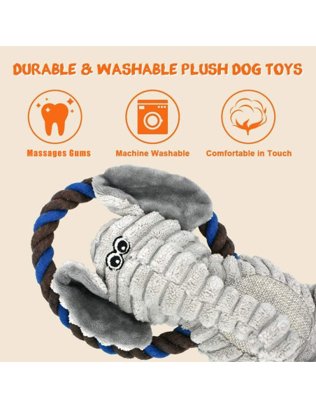 Juguetes de Cuerda para Perros HUGEME - Mono y Elefante 30cm Juguetes de Cuerda para Perros HUGEME - Mono y Elefante 30cm