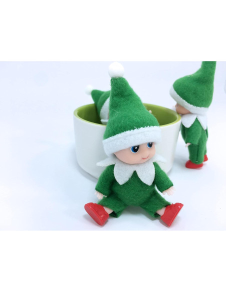 Muñeco de Elfo Bebé de Navidad ZTI 10cm Verde Muñeco de Elfo Bebé de Navidad ZTI 10cm Verde