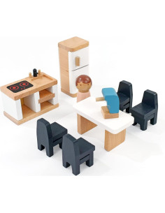 Juego de Muebles de Casa de Muñecas PairPear - 35 Piezas de Madera 2