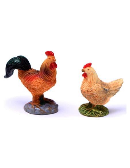 Estatuas Miniatura de Gallina y Gallo para Jardín LONCESS Estatuas Miniatura de Gallina y Gallo para Jardín LONCESS