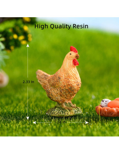 Estatuas Miniatura de Gallina y Gallo para Jardín LONCESS