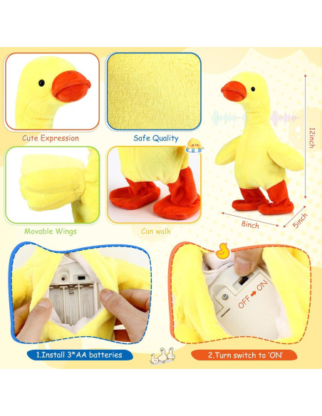 Pato Hablador Interactivo HyDren 32 cm Juguete de Peluche Pato Hablador Interactivo HyDren 32 cm Juguete de Peluche