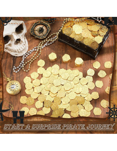 Juego de 200 Monedas Pirata de Metal Hanaive - Oro - 2.7 cm