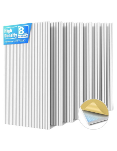 Paquete de 8 Paneles Acústicos Absorbentes 120x60 cm Blanco