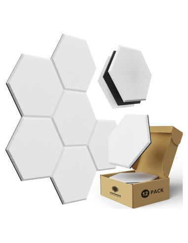 Paquete de 12 Paneles Acústicos Hexagonales Topnaca 30.48x25.4cm