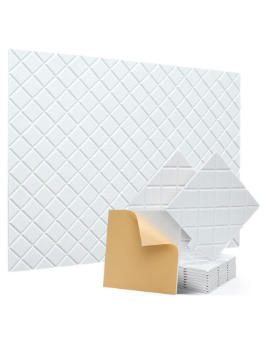 Paneles Acústicos Kuchoow Autoadhesivos 12 Unidades 30x30 cm Blanco
