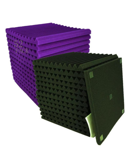 Paquete de 52 Paneles Acústicos 30x30 cm Negro/Púrpura Paquete de 52 Paneles Acústicos 30x30 cm Negro/Púrpura