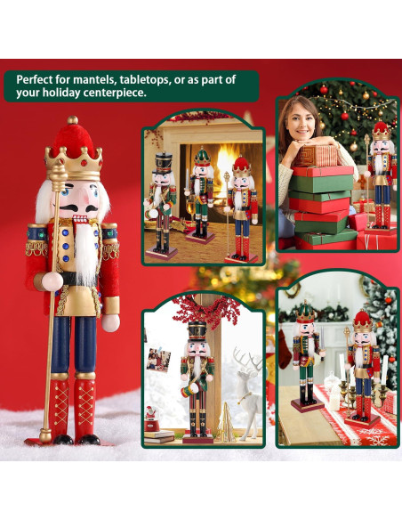 Set 3 Piezas Cascanueces de Madera 30cm Tpudn Decoración Navidad Set 3 Piezas Cascanueces de Madera 30cm Tpudn Decoración Navidad