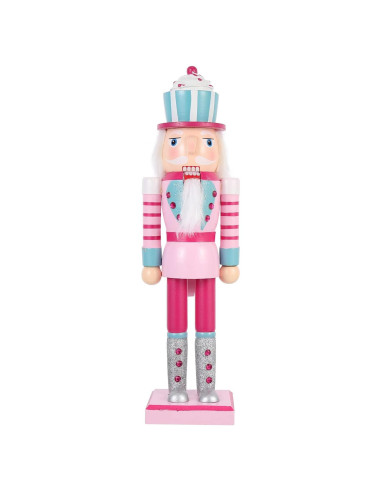 Figura de Cascanueces Rosa PASOLABE 35.5 cm Adorno Navideño