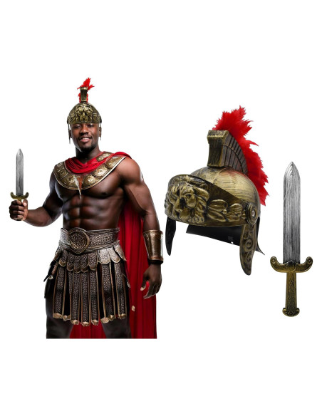 Casco Gladiador Romano Deluxe Nicky Bigs con Espada y Pluma Casco Gladiador Romano Deluxe Nicky Bigs con Espada y Pluma