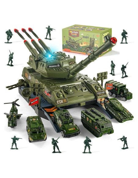 Juego de Tanque Militar Homaisson con Luz y Sonido - 10 Piezas Juego de Tanque Militar Homaisson con Luz y Sonido - 10 Piezas
