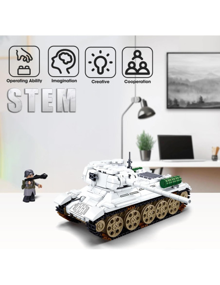 Set de Construcción Tanque T34-85 Sluban 518 Piezas con 2 Minifiguras Set de Construcción Tanque T34-85 Sluban 518 Piezas con 2 Minifiguras