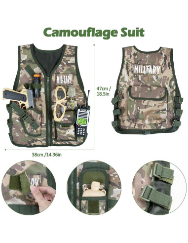 Disfraz de Soldado Militar RedCrab para Niños 12 Piezas