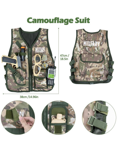 Disfraz de Soldado Militar RedCrab para Niños 12 Piezas