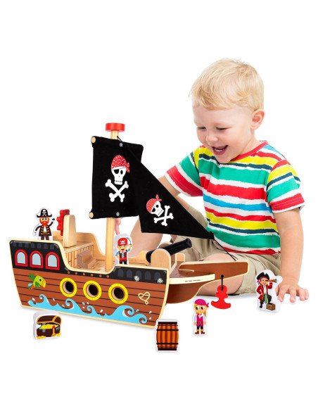 Juego de Barco Pirata de Madera ArtCreativity 40.6 cm - 4 Piratas Juego de Barco Pirata de Madera ArtCreativity 40.6 cm - 4 Piratas