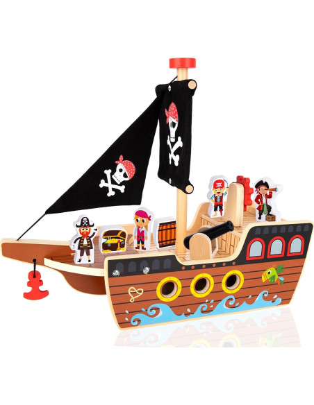 Juego de Barco Pirata de Madera ArtCreativity 40.6 cm - 4 Piratas Juego de Barco Pirata de Madera ArtCreativity 40.6 cm - 4 Piratas