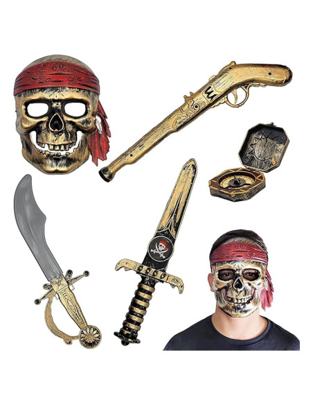 Disfraz de Pirata del Caribe San Patricio 5 Piezas Niños Disfraz de Pirata del Caribe San Patricio 5 Piezas Niños