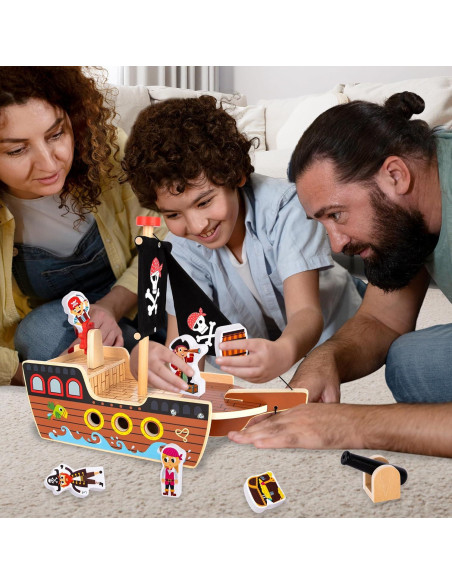 Juego de Barco Pirata de Madera ArtCreativity 40.6 cm - 4 Piratas Juego de Barco Pirata de Madera ArtCreativity 40.6 cm - 4 Piratas