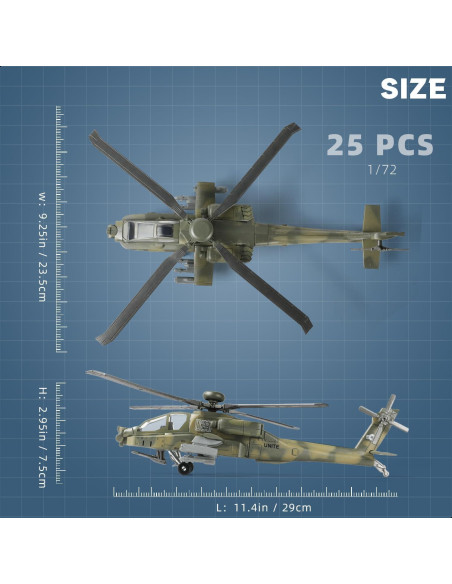 Kit de Modelo Helicóptero AH-64 Apache SEBUNAS 1:72 Plástico Kit de Modelo Helicóptero AH-64 Apache SEBUNAS 1:72 Plástico