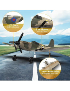 Avión RC Caza Spitfire HAWK'S WORK 2.4GHz Estabilizador 2