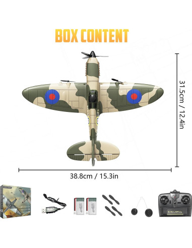Avión RC Caza Spitfire HAWK'S WORK 2.4GHz Estabilizador